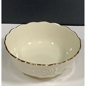 Lenox Collection Rose Blossom Bowl 24k Gold Rimmed Ceramic Bowl 4.5" Diam